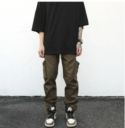 Men's Cargo Pants with Drawstring and Side Pockets