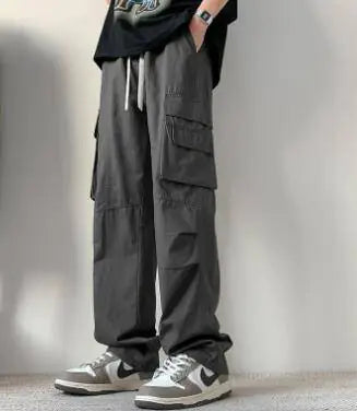 Men's Cargo Pants with Drawstring and Side Pockets